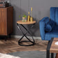 HOMCOM Industrial End Table with Round Tabletop, Sofa Side Table with Steel Frame, 15.7"x15.7"x19.7", Light Brown