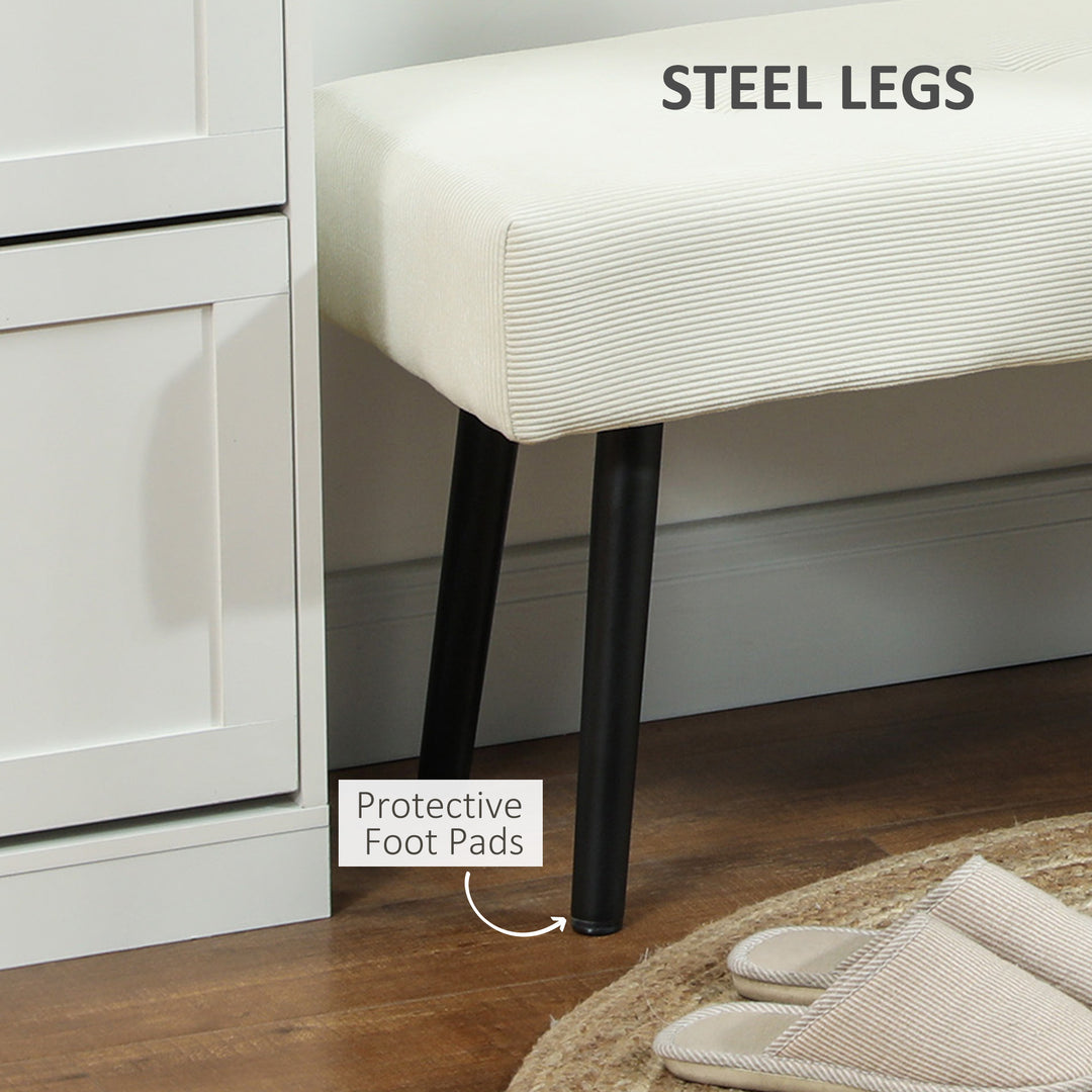 HOMCOM 39" Upholstered Ottoman Bench, Corduroy Entryway Bedroom Bench with Padded Seat and Steel Legs for Bedroom, Green