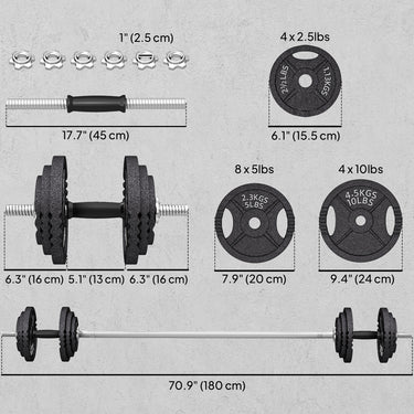 Soozier Adjustable Dumbbell Set, 2 in 1 Weights Dumbbells Set for Home Gym, 112lb Free Weights with Non-Slip Grip