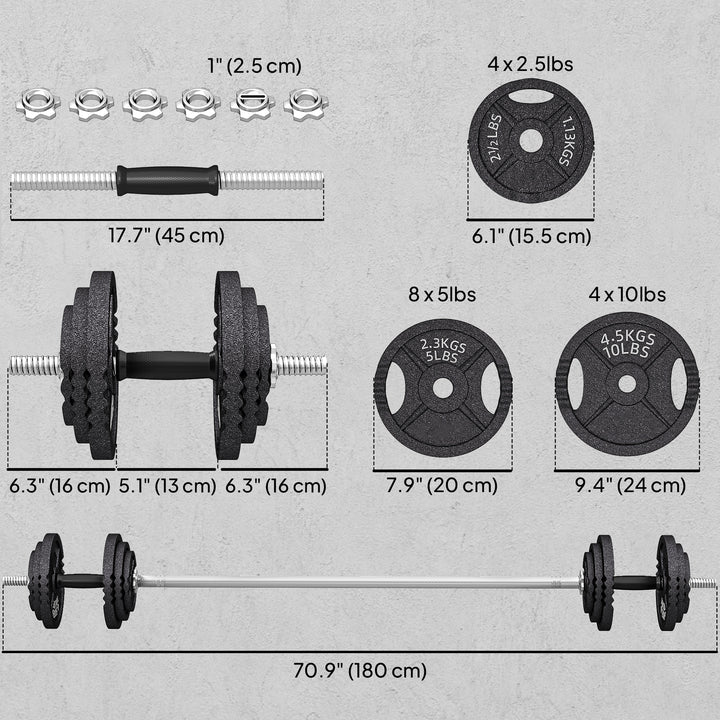 Soozier Adjustable Dumbbell Set, 2 in 1 Weights Dumbbells Set for Home Gym, 112lb Free Weights with Non-Slip Grip
