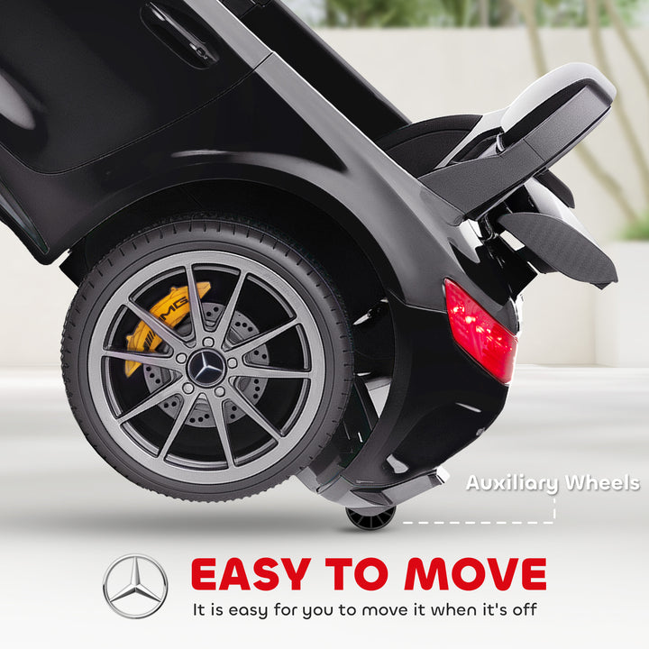 Qaba Mercedes-Benz AMG GTR Licensed 12V Battery Powered Kids Electric Car w/ Remote, Soft Start, Lights, Music Horn, Black