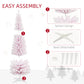 HOMCOM 6ft Flocked Christmas Tree, Pencil Artificial Christmas Tree with Realistic Branches, Pink