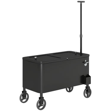 Outsunny 80-Qt Outdoor Patio Cooler Cart, Rolling Ice Chest with Adjustable Handle, Wheels, Bottle Opener, Drainage, Outdoor Beverage Cooler Bar Cart for Party BBQ Camping, Black