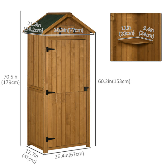Outsunny 30" x 21" x 71" Garden Storage Shed, Outdoor Tool Utility Storage House  with 3 Tier Shelves and Roof, Brown