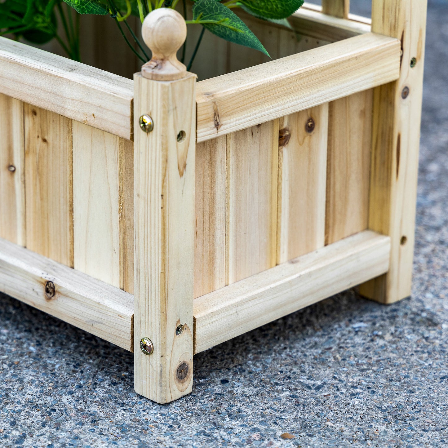 Outsunny Raised Garden Bed with Trellis, Wood Planter Box for Garden, Free Standing Flower Bed, 25.2" x 11" x 47.2" Brown