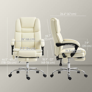 Vinsetto Massage Office Chair, Reclining Executive Office Chair with 6-Point Vibration, Footrest and High Back, White