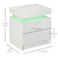 HOMCOM Nightstand, Bedside Table with LED Lights and 2 Drawers for Bedroom, Living Room, White