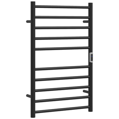 HOMCOM Wall Mounted Heated Towel Rack 10-Bar Electric Towel Warmer with Timer Adjustable Temperature Plug-in
