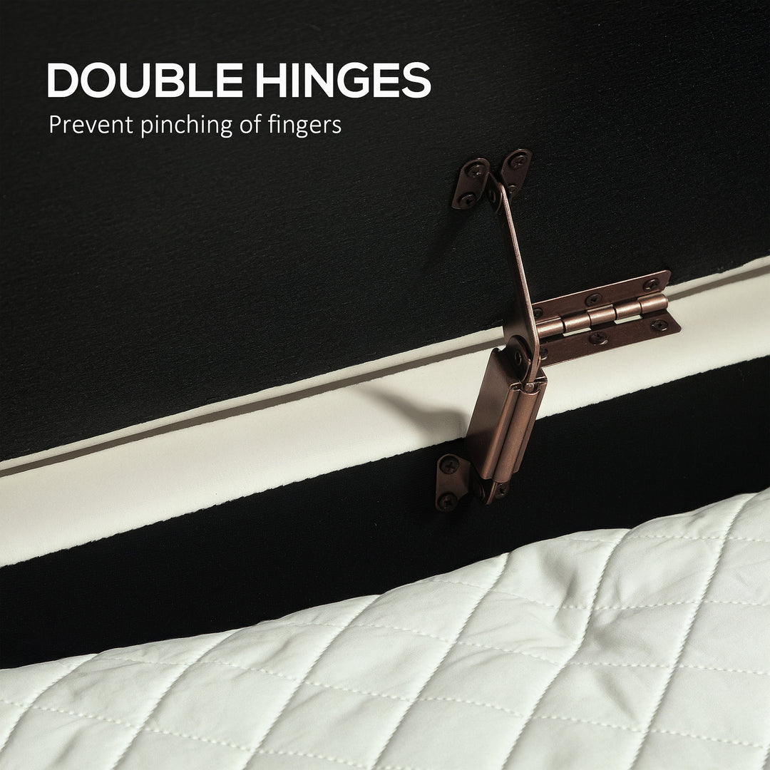 HOMCOM Upholstered Bedroom Bench, Channel Tufted Ottoman Bench with Thick Padding and Metal Legs, Cream White