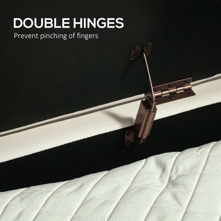 HOMCOM Upholstered Bedroom Bench, Channel Tufted Ottoman Bench with Thick Padding and Metal Legs, Cream White