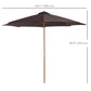 Outsunny 10' x 8' Bamboo Wooden Round Market Patio Sun Umbrella Garden Parasol Outdoor Sunshade Canopy, White