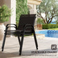 Outsunny 4 Pieces Outdoor Furniture Set with 2 Stackable Chairs, Loveseat, Patio Conversation Set with Glass Coffee Table, Black