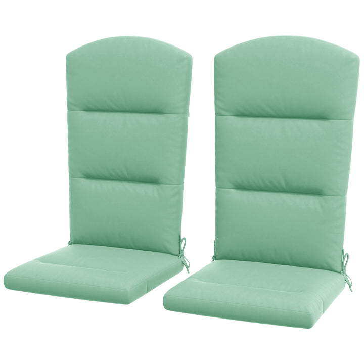 Outsunny Patio Chair Cushions for Adirondack Chair Replacement Cushions with Back and Ties, Set of 2, Green