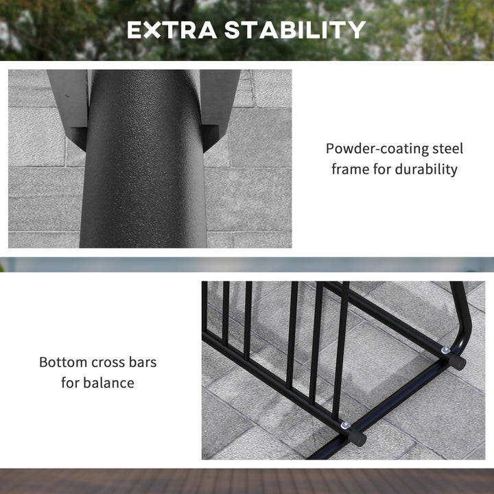 DURHAND All-Steel Bike Rack, 61" Bike Stand, 6-Bike Capacity, Dual-Side, for Garages Streets Yards Schools