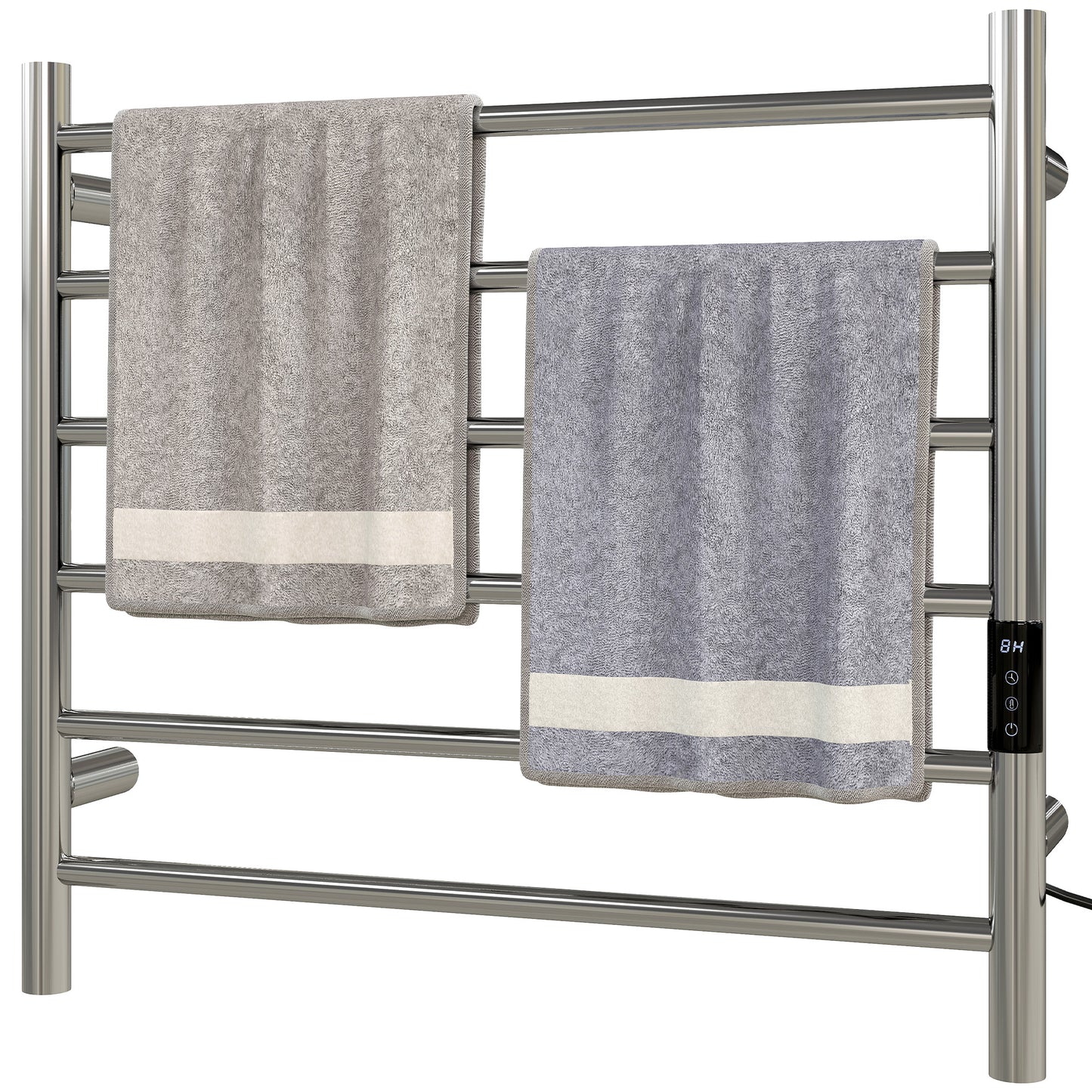 HOMCOM Towel Warmer, Stainless Steel Smart WiFi Heated Towel Rack, Wall Mounted with 6 Bars and Adjustable Temperature, Silver