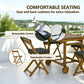 Outsunny 5 Pieces Wood Patio Dining Set, Wheeled Patio Table and Folding Chairs with Cushions for Garden Backyard Poolside, Teak