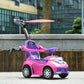 Qaba 3 in 1 Kids Push Car Toddler Sliding Car, Foot to Floor Design with Music, Light, Handle, Removable Canopy, Pink
