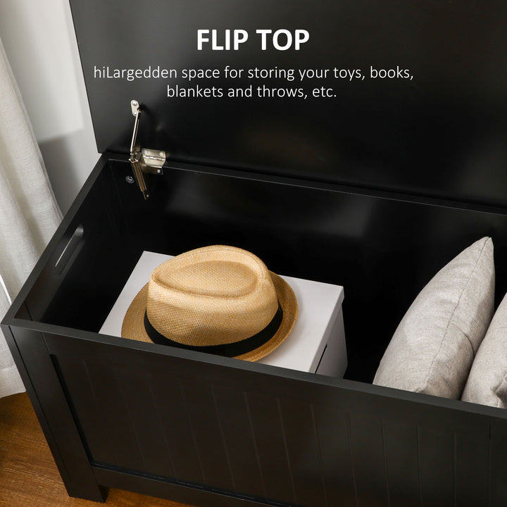 HOMCOM Large Storage Box Storage Trunk Cabinet Container with Lid and 2 Safety Hinges, White