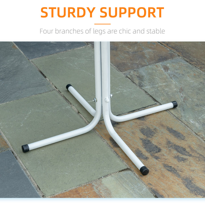 Outsunny 3 Pieces Patio Bistro Set, Metal Frame Garden Coffee Table Set with 2 Chairs & Round Table for Outdoor Yard Porch Poolside Balcony, White