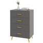 HOMCOM 3 Drawer Cabinet, Drawer Chest for Bedroom, Chest of Drawers with Aluminium Legs and Gold Handles, Dark Grey