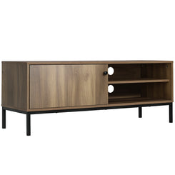 HOMCOM Retro TV Cabinet for TVs up to 50", TV Stand with Compartment and Adjustable Shelf, Media Console with Sliding Door for Living Room, Coffee