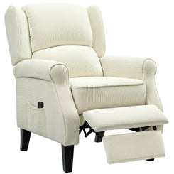 HOMCOM Push Back Recliner Chair, Vibration Massage Recliner for Living Room with Extendable Footrest, Remote, Pocket, Cream