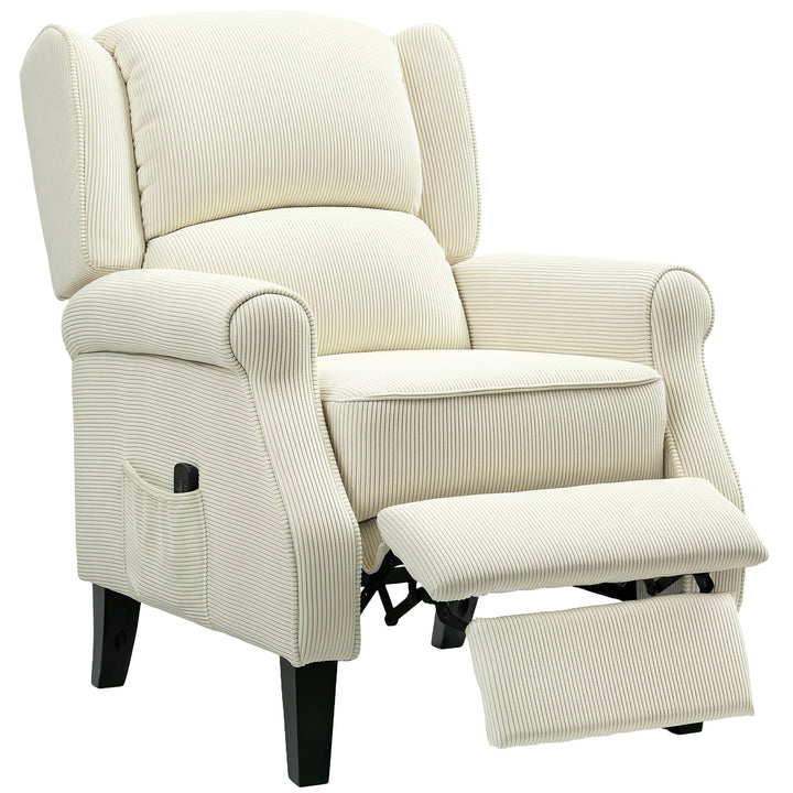 HOMCOM Push Back Recliner Chair, Vibration Massage Recliner for Living Room with Extendable Footrest, Remote, Pocket, Cream