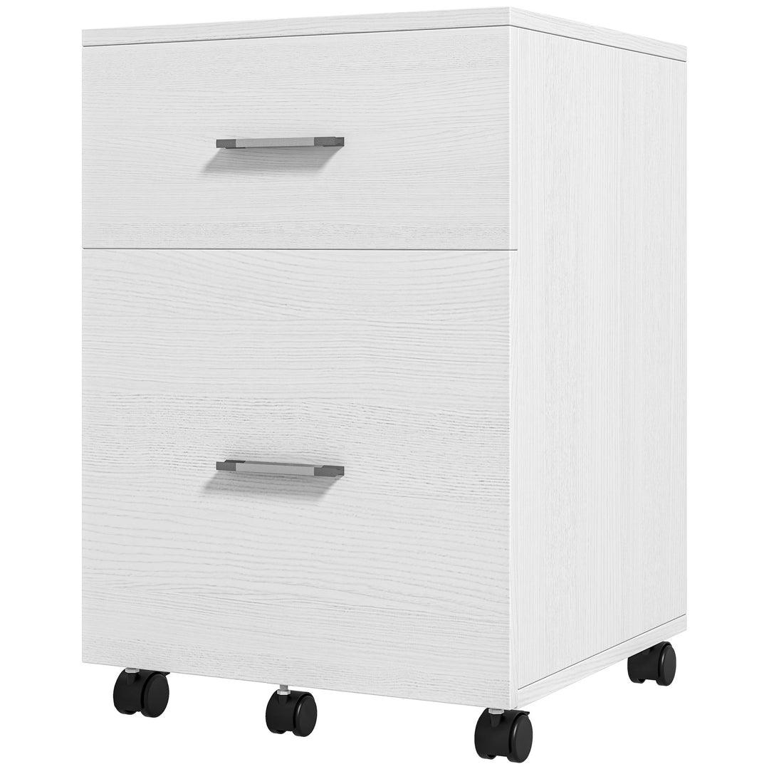 Vinsetto Mobile Filing Cabinet, Vertical File Cabinet with 2 Drawers, Wheels, for Letter or A4 File, Natural