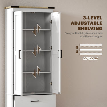 HOMCOM 67" Tall Kitchen Pantry Storage Cabinet, Kitchen Pantry Cabinet with Doors, Drawers and Adjustable Shelves, Cream White