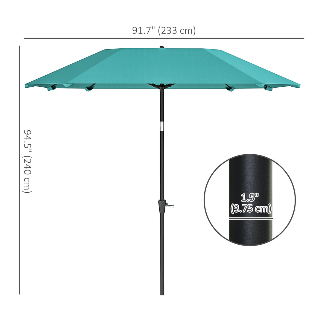Outsunny 7.6FT Aluminum Patio Umbrella Parasol 8 Ribs Outdoor Market Umbrella with Crank, Push Button Tilt for Deck, Backyard and Lawn, Sky Blue
