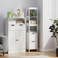HOMCOM Narrow Bathroom Storage Cabinet, Bathroom Cabinet with 2 Drawers & 3 Open Shelves, Slim Bathroom Floor Cabinet, White