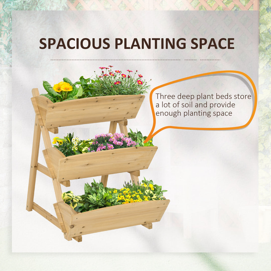 Outsunny 3 Tier Raised Garden Bed, Vertical Wooden Elevated Planter Box Kit, Plant Stand for Flowers, Vegetables, Herbs