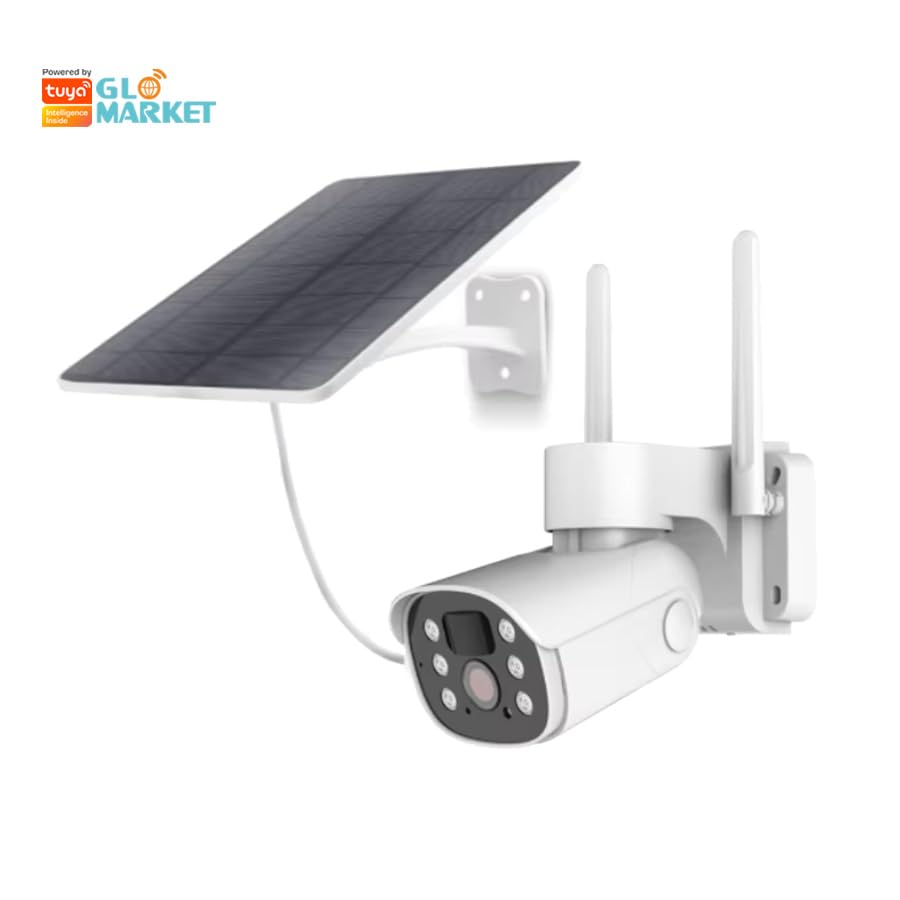 2K Solar Security Camera Wireless Outdoor, 2.4G WiFi & 360˚PTZ Camera, Color Night Vision, Motion Detection, 2-Way Audio, Solar-Powered Battery, Alexa/Google Assistant, SD Card/Cloud Storage