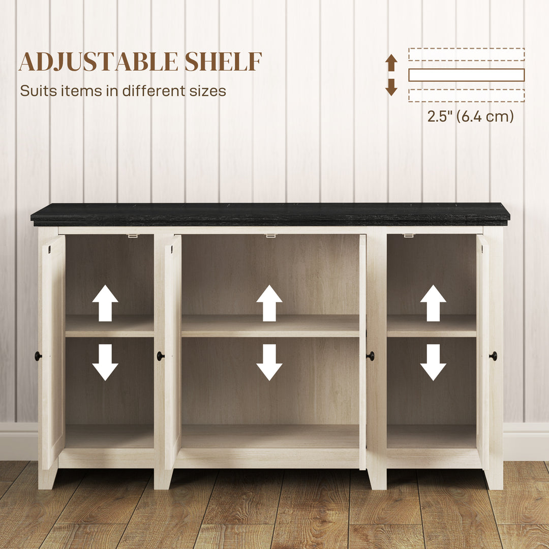 HOMCOM Rustic Sideboard, Buffet Cabinet with Adjustable Shelves for Living Room, Dining Room, Entryway, White Wood Grain