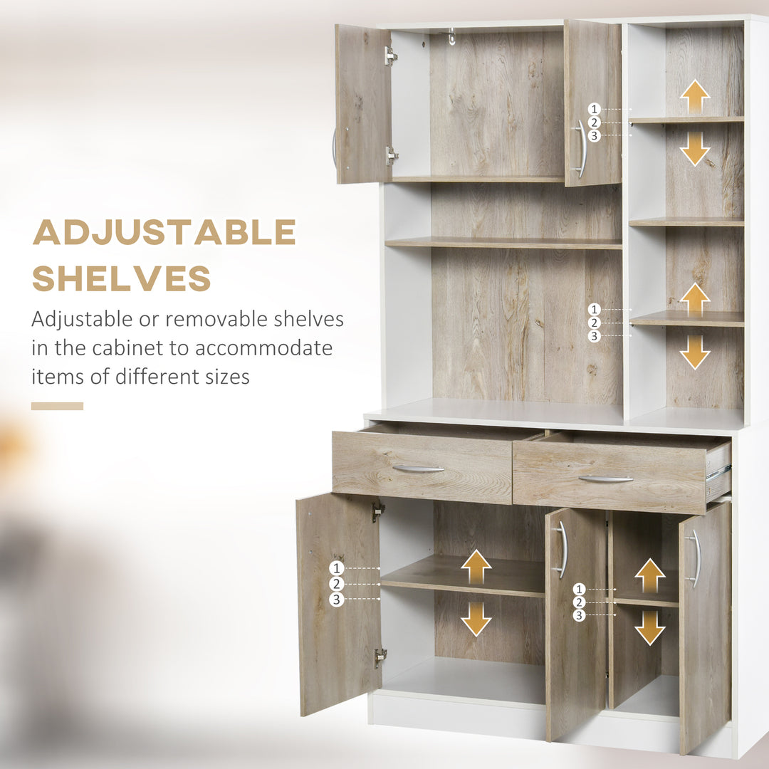 HOMCOM Kitchen Buffet with Hutch Multi Storage Cupboard Cabinet Server Sideboard with Drawers