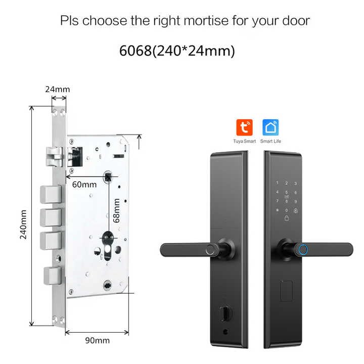 Smart Digital Door Lock, Electronic Keypad Entry Handle Lock in Matte Black, Touch Screen Keyless Security Lock for Home