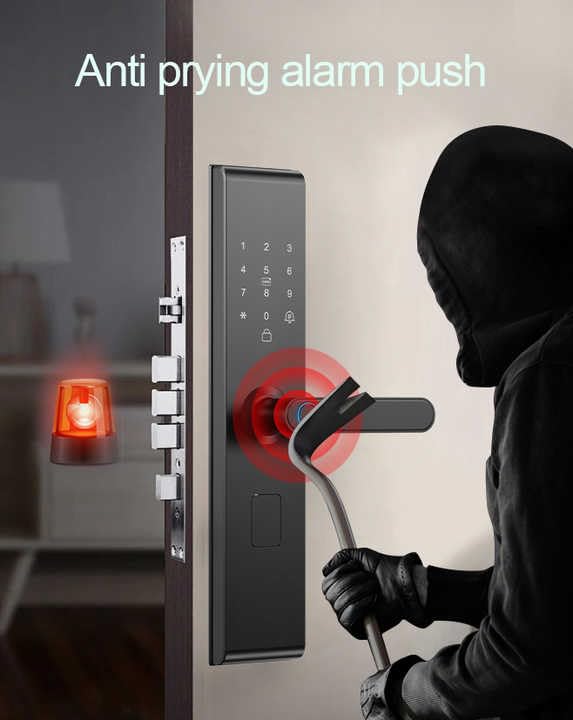 Smart Digital Door Lock, Electronic Keypad Entry Handle Lock in Matte Black, Touch Screen Keyless Security Lock for Home