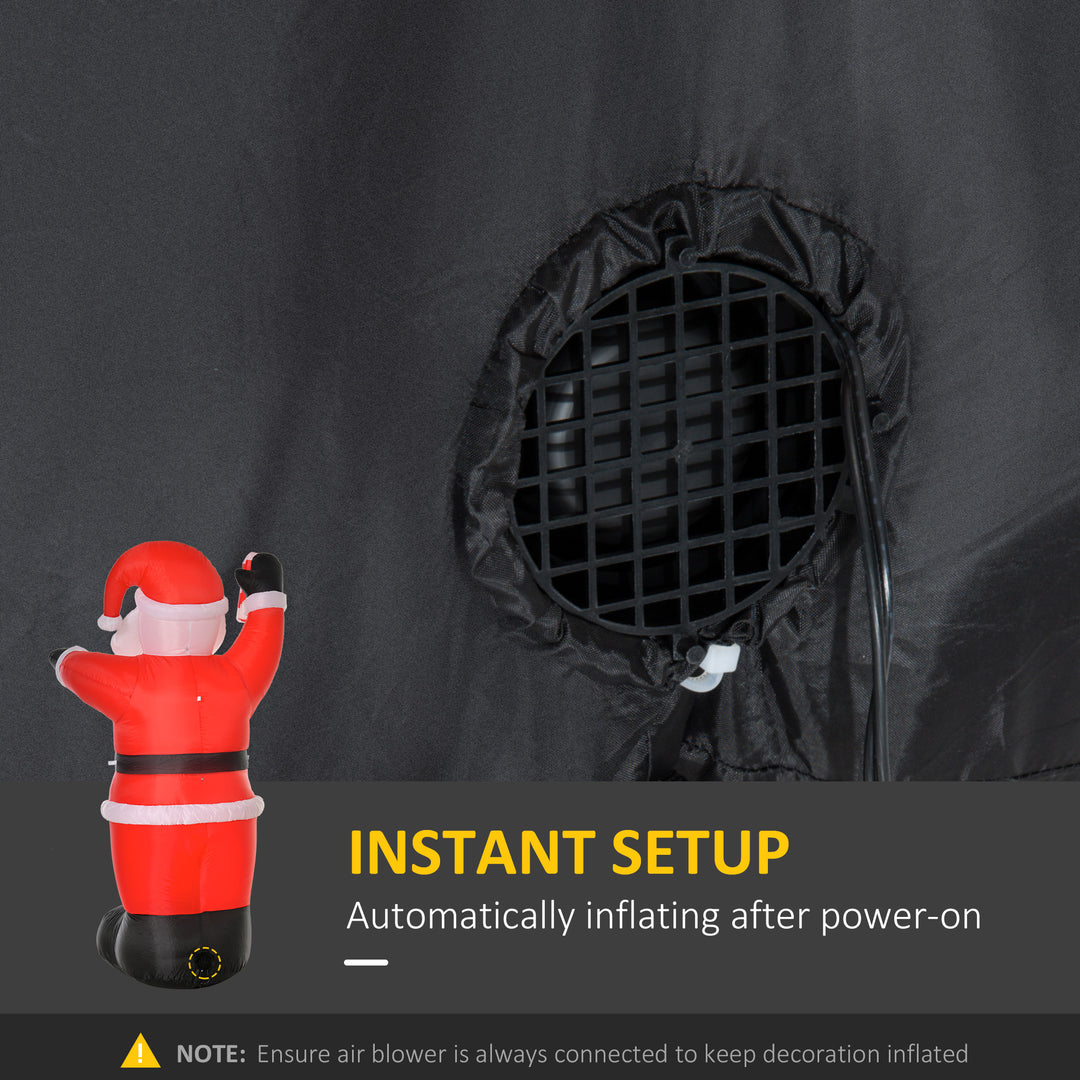 HOMCOM 8ft Inflatable Christmas Santa Claus with Candy Cane, Blow-Up Outdoor LED Yard Display for Lawn Garden Party