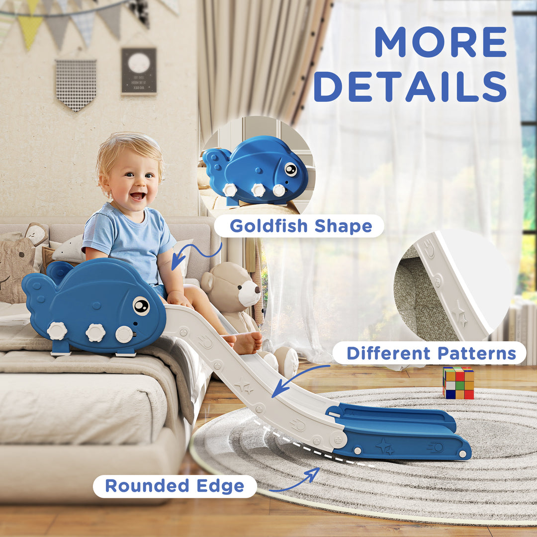 Qaba Toddler Couch Slide for Bed, Sofa, Stairs, Easy Assemble & Storage, for 18-48 Months, Blue