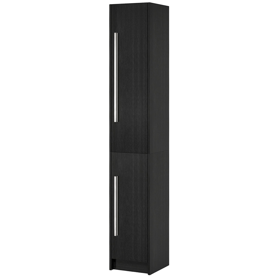 HOMCOM Freestanding Tall Bathroom Storage Cabinet with Adjustable Shelves, Bathroom Organizer, Black Wood Grain