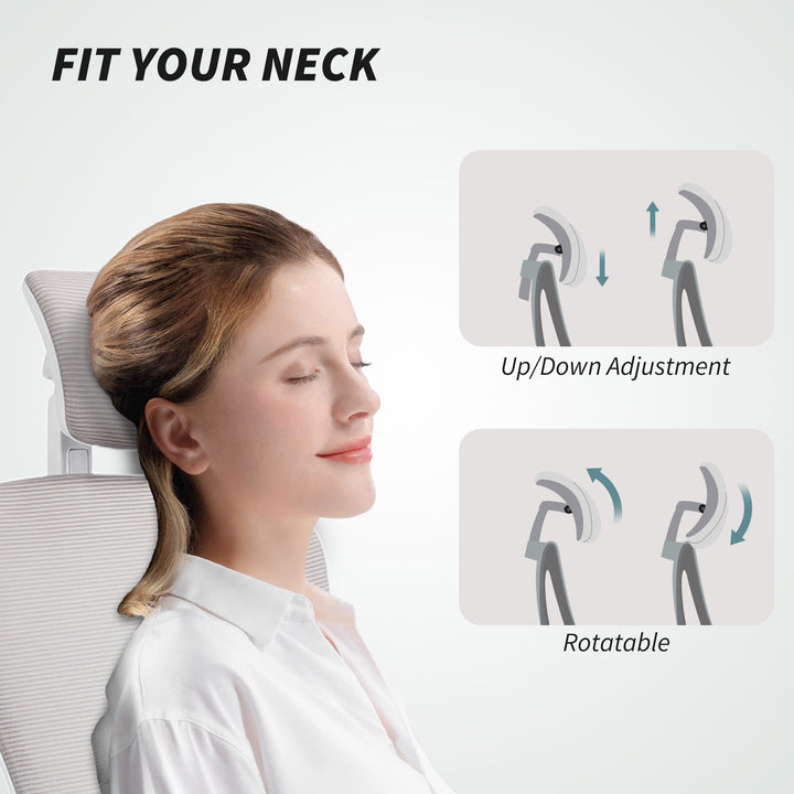 HOMCOM Ergonomic Office Chair, Mesh Desk Chair with Adjustable Headrest, Lumbar Support and Height, Tilt Function, Light Green