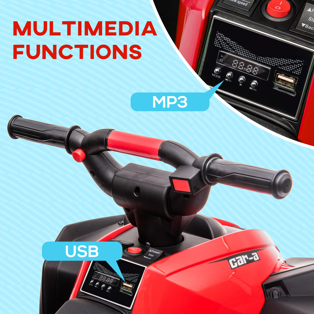Aosom Kids 4 Wheeler Quad with Music, Headlights, High & Low Speed, Kids ATV for 3-5 Years Old Boys & Girl, Red