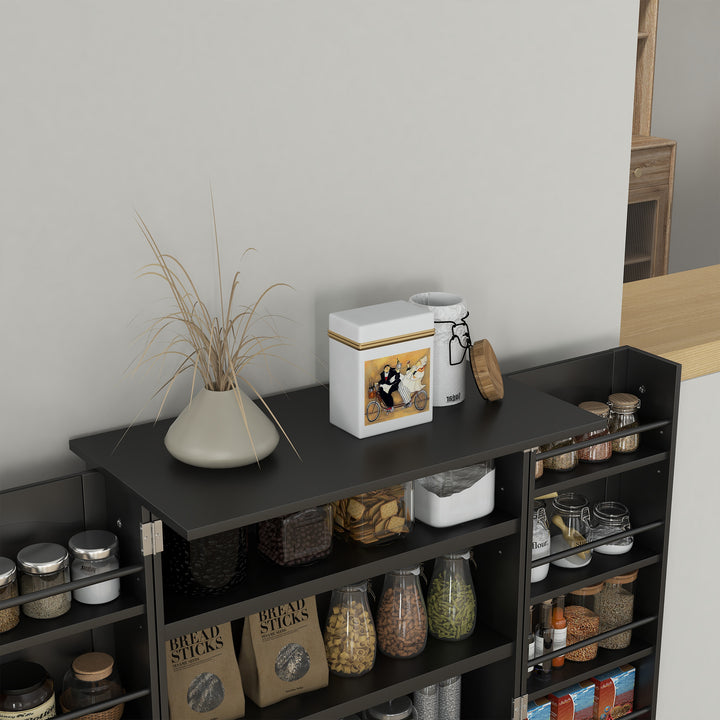 HOMCOM 41" Storage Cabinet, 2-Door Kitchen Pantry Cabinet with 5-tier Shelving, 12 Spice Racks and Adjustable Shelves, Grey