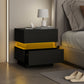HOMCOM Bedside Table with Charging Station and LED Light Modern Nightstand with USB Ports AC Outlets Drawers Remote, Black