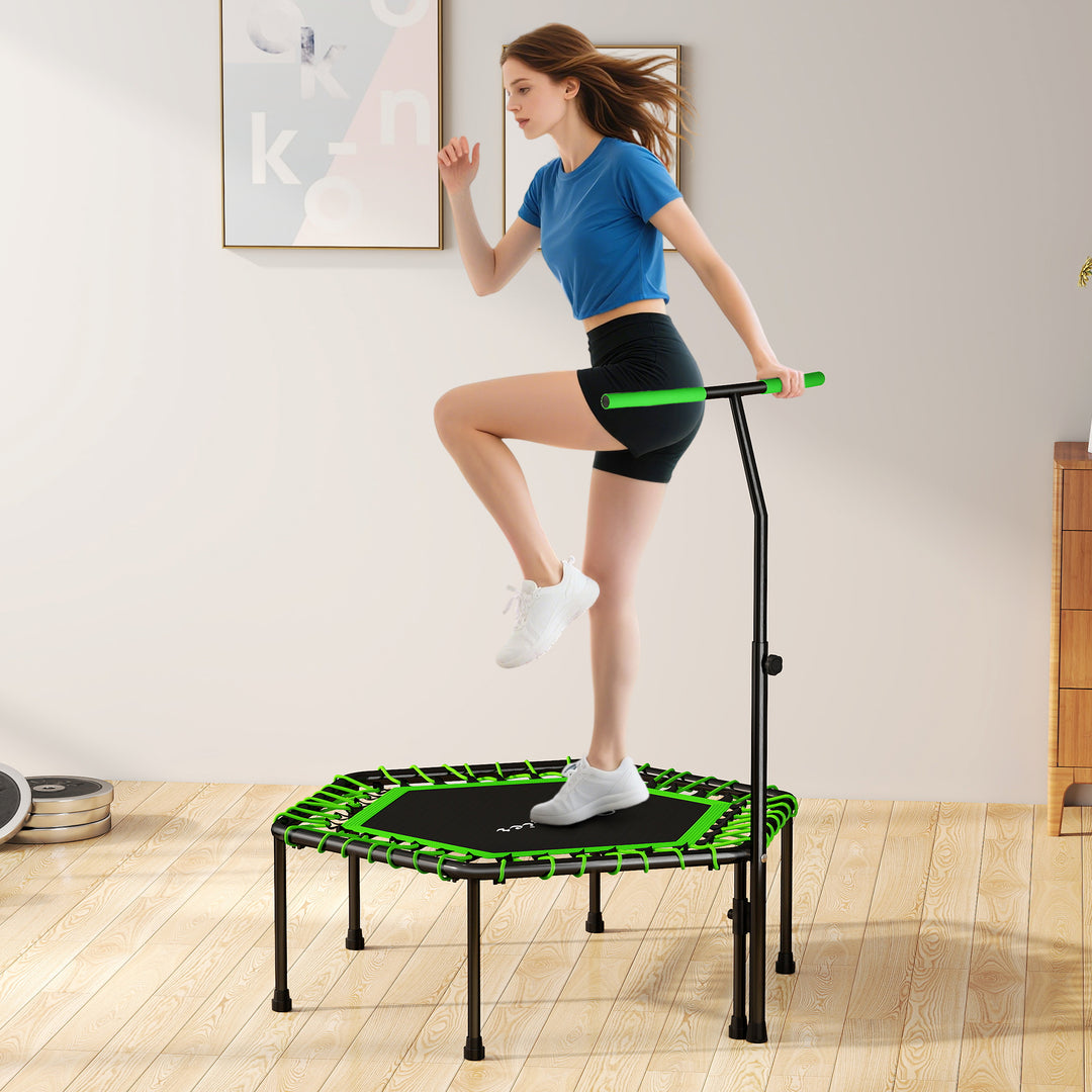 Soozier 45" Rebounder Trampoline for Adults, Mini Fitness Trampoline Bungee Rebounder with 3-Level Adjustable Handle