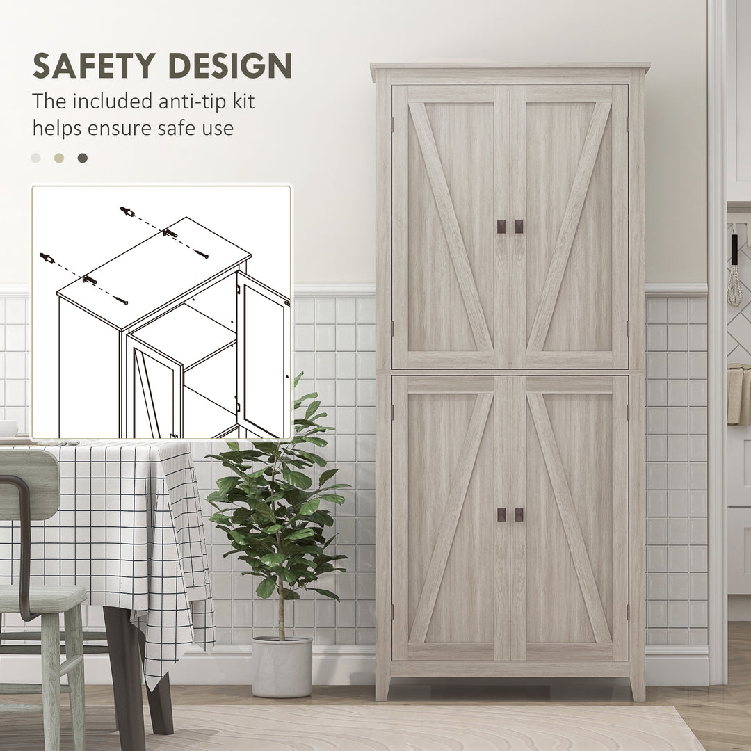 HOMCOM 72" Freestanding Storage Cabinet, Kitchen Pantry Cabinet with Doors and Shelves for Dining Room, Natural