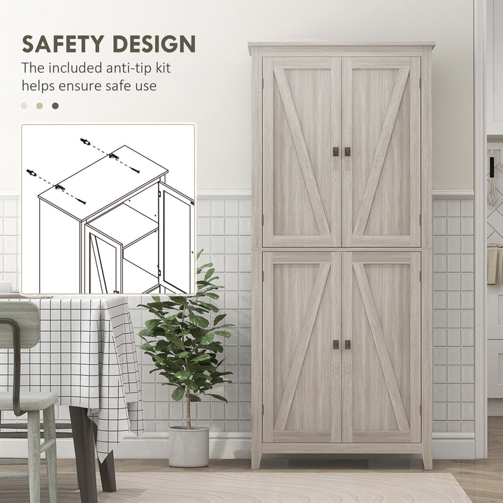 HOMCOM 72" Freestanding Storage Cabinet, Kitchen Pantry Cabinet with Doors and Shelves for Dining Room, Natural