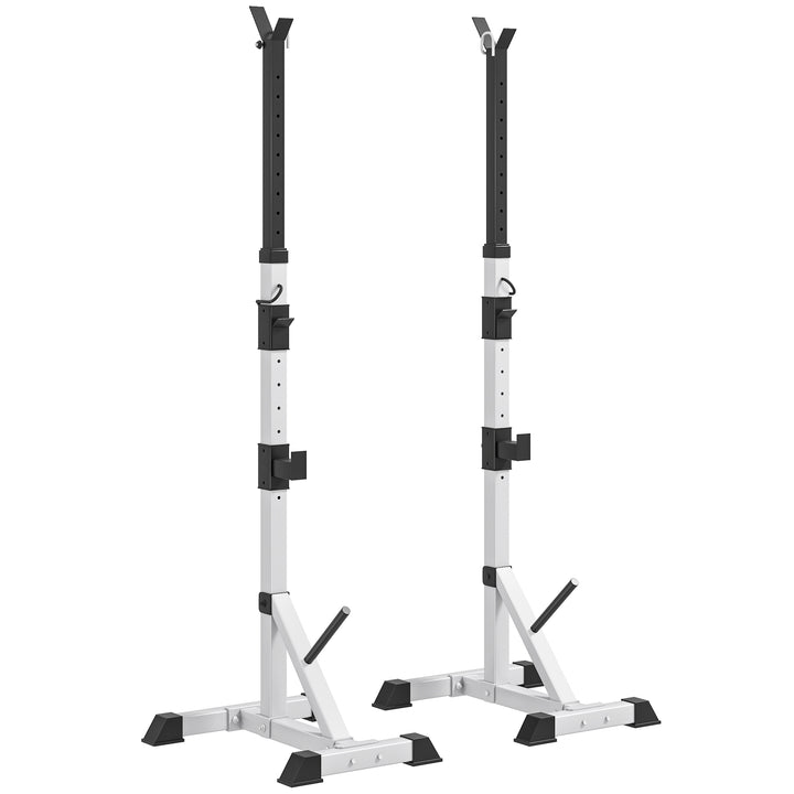 Soozier 2-Piece Barbell Rack, 53.5"-69.3" Height Adjustable Squat Rack Bench Press Rack, 440LBS Capacity
