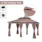 Outsunny 10' x 13' Patio Gazebo, Outdoor 2-Tiers Garden Canopy Yard Sunshade Shelter with Curtains, Khaki