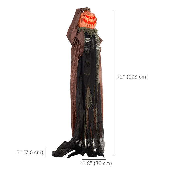 HOMCOM 6' Life Size Decoration Animatronic Skull Pumpkin Ghost Outdoor Halloween, Sound and Motion Activated